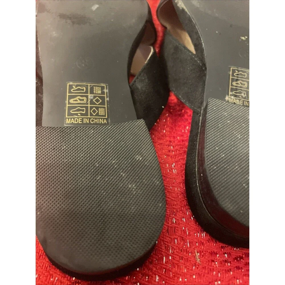 Womens Black Dress Shoes Size 8.5 Flat Slip-ons Suede Pointed Toe